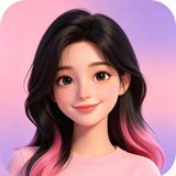 风月ai 智能陪伴助手小月的3D卡通头像，甜美微笑